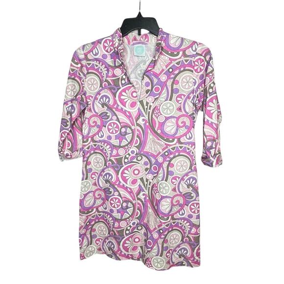 Devon Baer Retro Groovy Cotton Mod Print Preppy Fun Dress Size Small - Picture 1 of 10